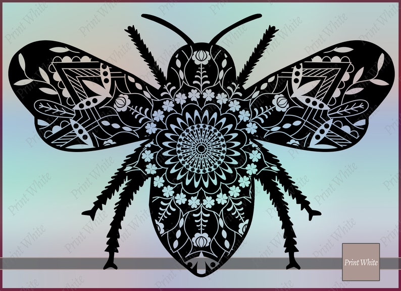 Download Mandala Bee Svg Zentangle Bee Svg Bee Clipart Bee Cut File ...