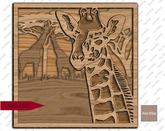 Mandala Giraffe SVG: 3D Layered Laser Cut File