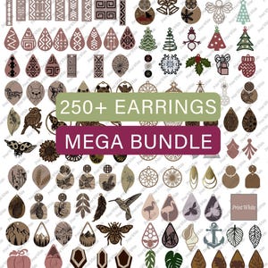 250+ Ohrringe Mega Bundle: Kunstleder, Blatt-Designs (SVG, PNG)