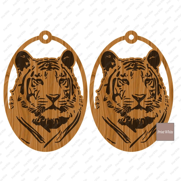 Tiger Earrings Svg - Glowforge Files -Africa Earrings Laser Cut - Cricut Cut File - Layered Tiger Earrings - Safari Earrings Gift Svg