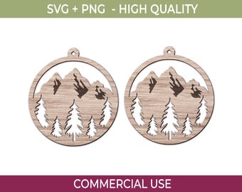 Layered Mountain Earrings SVG: Laser Cut Files, Hiking Gift (Digital Download)