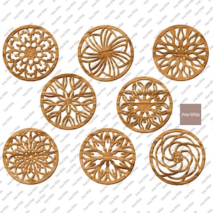 Mandala Coasters Laser Cut Files Svg, Sottobicchieri Bundle Cutting Files, Glowforge Engraving Files, Coasters Set Template, Coasters Vector Files