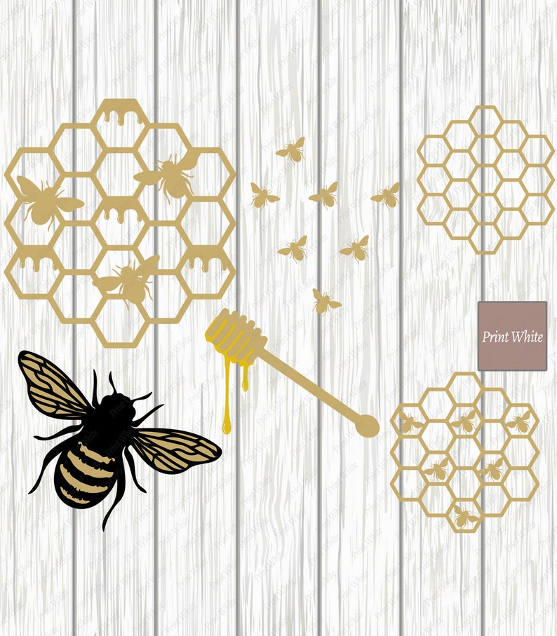 Bee Svg Bundle Honeycomb Svg Honey Dipper Cut File Cricut | Etsy