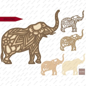 3D Multi Layered Mandala Elephant Svg Png Cricut Cut Files Safari Glowforge SVG Arquivo de corte a laser Download digital modelo de corte de papel