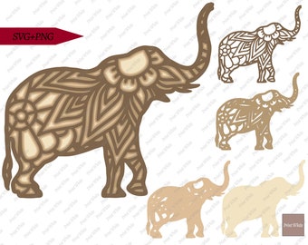 Mandala Elephant SVG: 3D Layered Laser Cut File (Digital Download)