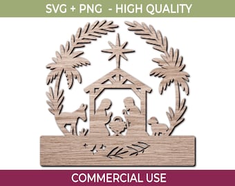 Nativity Scene Miniatures Laser Cut Svg Files, Christmas Decor Cut File, Glowforge Files, Holy Family SVG, Christian Ornament Template