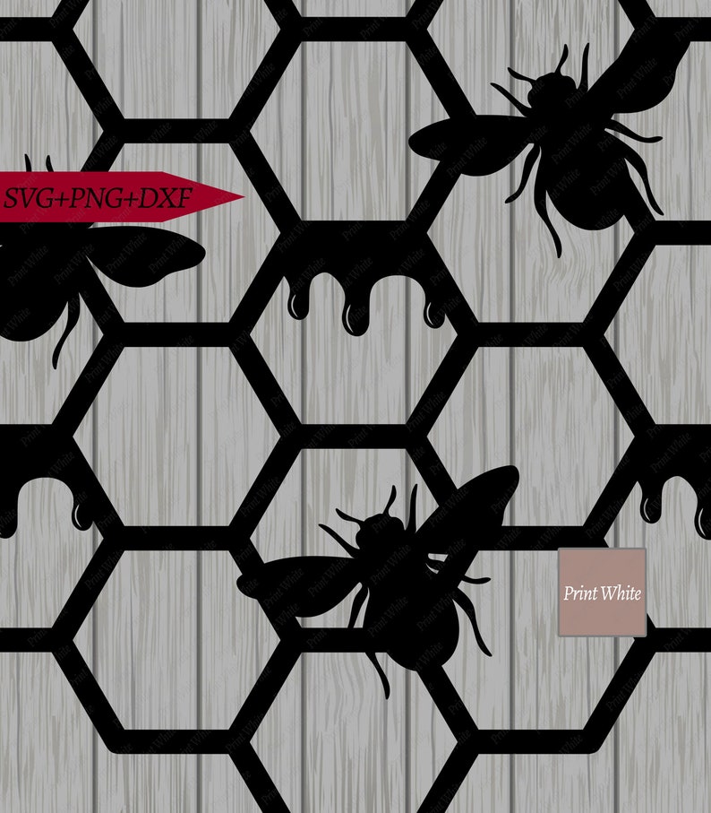 Download Bee Stencil Svg Honeycomb Svg Honey Dipper Cut File Cricut ...