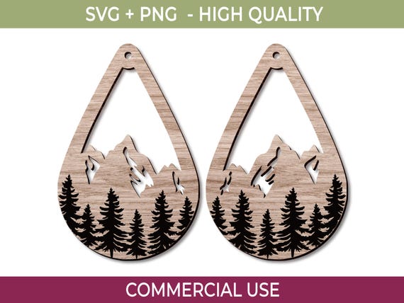 Mountain Earrings SVG: Laser Cut File, Hiking Gift (Digital Download)