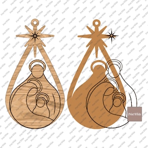 Natività Laser Cut File Orecchini, Orecchini di Natale Svg, Orecchini incisi in legno SVG, File Glowforge, Ciondolo Ornamento di Natale, Pelle