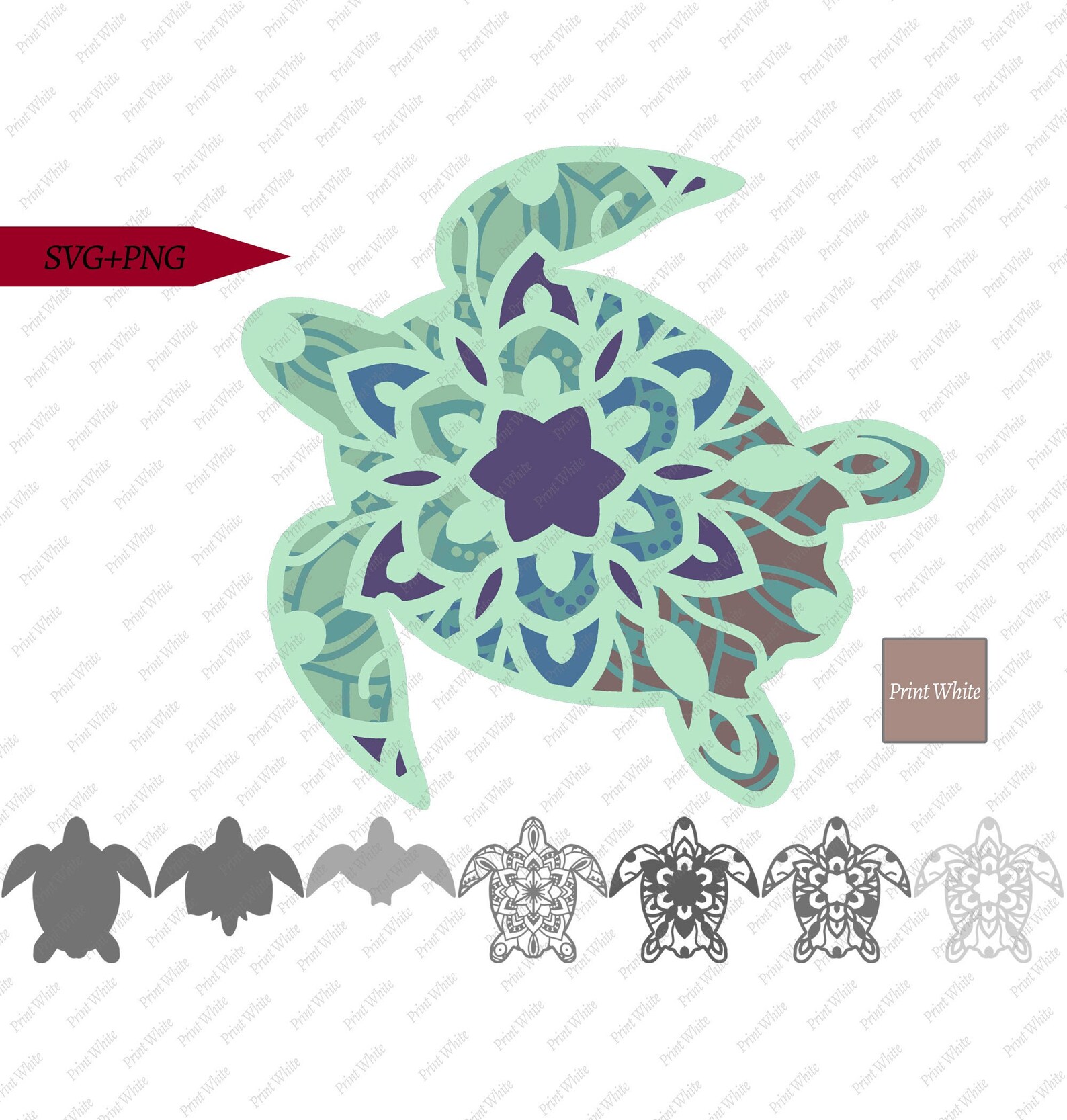 Download 3D Mandala Turtle Svg Png Papercut Stacked Shadowbox Template | Etsy