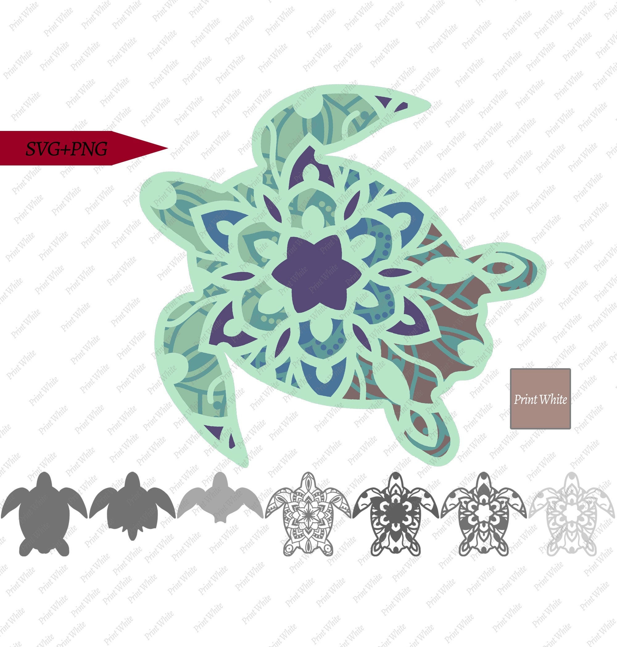 Download 3D Mandala Turtle Svg Png Papercut Stacked Shadowbox ...