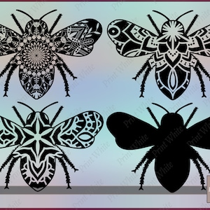 Mandala Bee SVG: Clipart Zentangle, arquivo Cricut/Silhouette Cut (download digital)