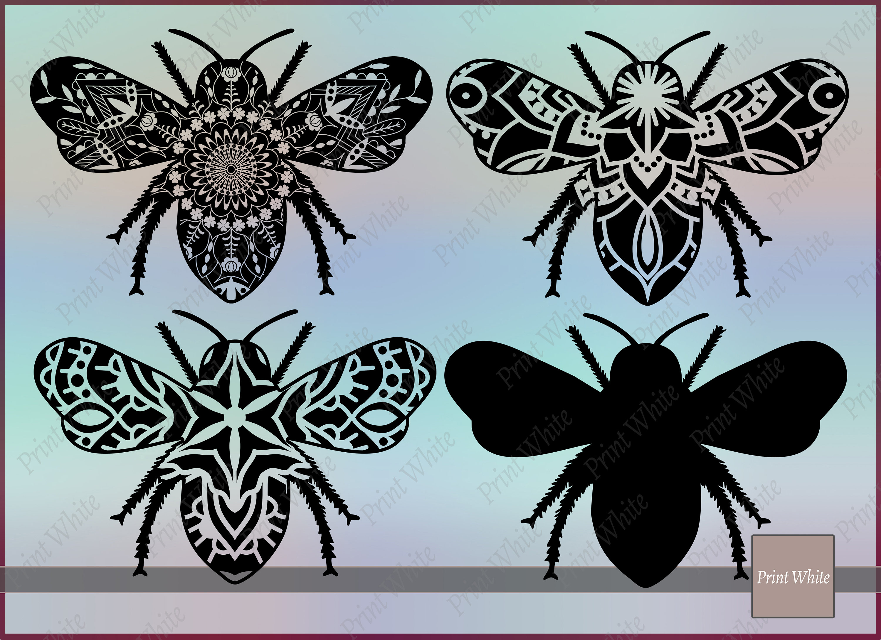 Mandala Bee Svg Zentangle Bee Svg Bee Clipart Bee Cut File ...
