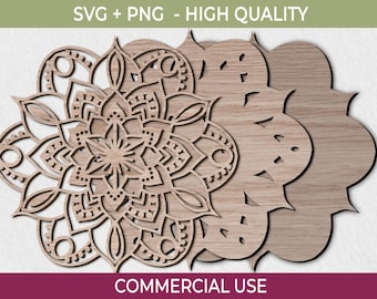 3D Wooden Mandala SVG: Multilayer Laser Cut File (Digital Download)