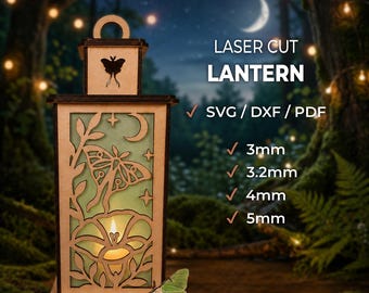Luna Moth Lantern SVG File – Celestial Laser Cut File, Glowforge & xTool Template