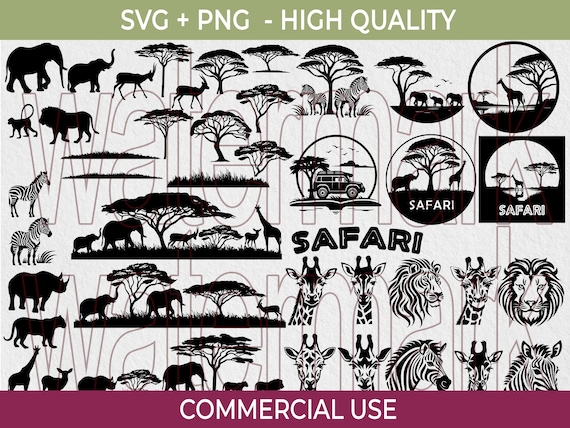 Safari Animals SVG Bundle: Lion King Tree, Zoo Crew Clipart