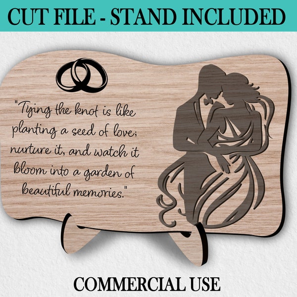 SVG Laser Cut File,  Groom and Bride Gift, Wedding Centrepiece, Shelf Sign, Digital Files, Couple Line Art Sign, 3D Layered Valentines Day,