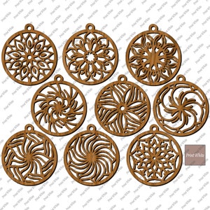 Mandala Earring SVG Bundle, Glowforge Earring Files, Earrings Template, Earring Cut File Svg, Pendant, Laser cut, Laser Earrings Svg