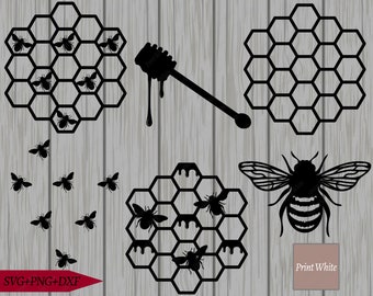 Biene Schablone SVG Bienenwabe geschnitten Datei Cricut Schneidedateien digitaler Download Biene Vorlage Biene Schablone geschnitten Datei Biene Silhouette