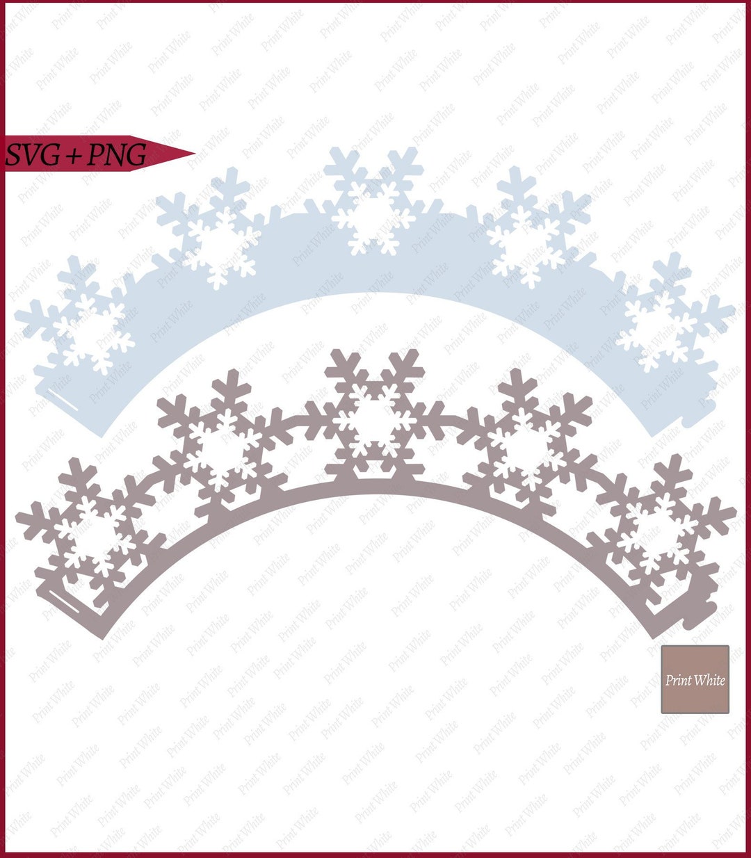 Snowflakes Cupcake Wrapper Svg, Christmas Cupcake Wrapper Template ...