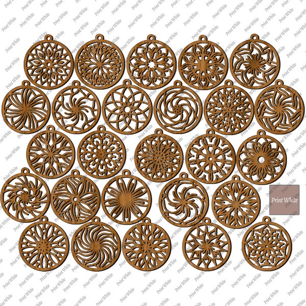 26 Mandala Earrings SVG Bundle, Glowforge Earring Files, Earrings Template, Earring Cut File Svg, Pendant, Laser cut, Laser Earrings Svg