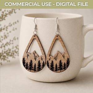 Mountain Earrings SVG: Laser Cut File, Hiking Gift (Digital Download)