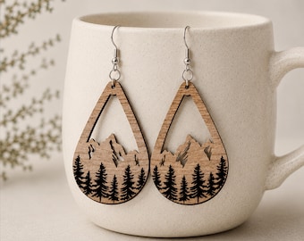 Mountain Earrings SVG: Laser Cut File, Hiking Gift (Digital Download)