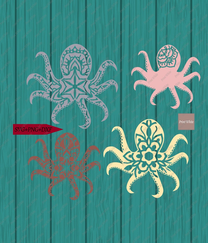 Download Clip Art Octopus Mandala Svg Png Dxf Sea Animal Mandala Cut File Nautical Clipart Cricut Cutting Files Silhouette File Printable Octopus Sublimation Art Collectibles