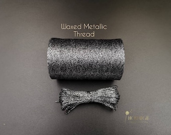 Macrame Waxed Metallic Thread Black-Silver