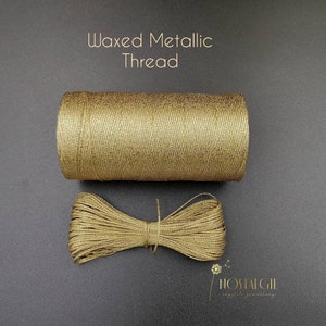 Macrame Waxed Metallic Thread, Gold Metallic Cord