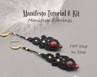 Macrame pattern, Macrame Earrings Kit, PDF file