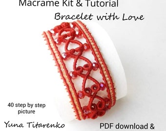 Macrame Bracelet Tutorial, Bracelet  Pattern with Love PDF Download