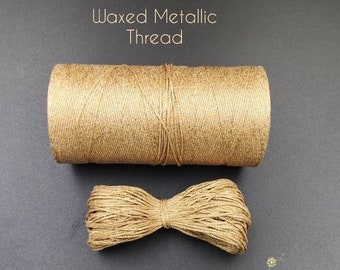 Rose Gold Waxed Metallic Thread. Macrame Cord.