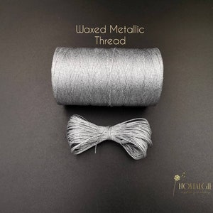 Macrame Waxed Metallic Cord, Silver Metallic Thread