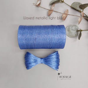 Filo metallico cerato per macramè azzurro chiaro,
