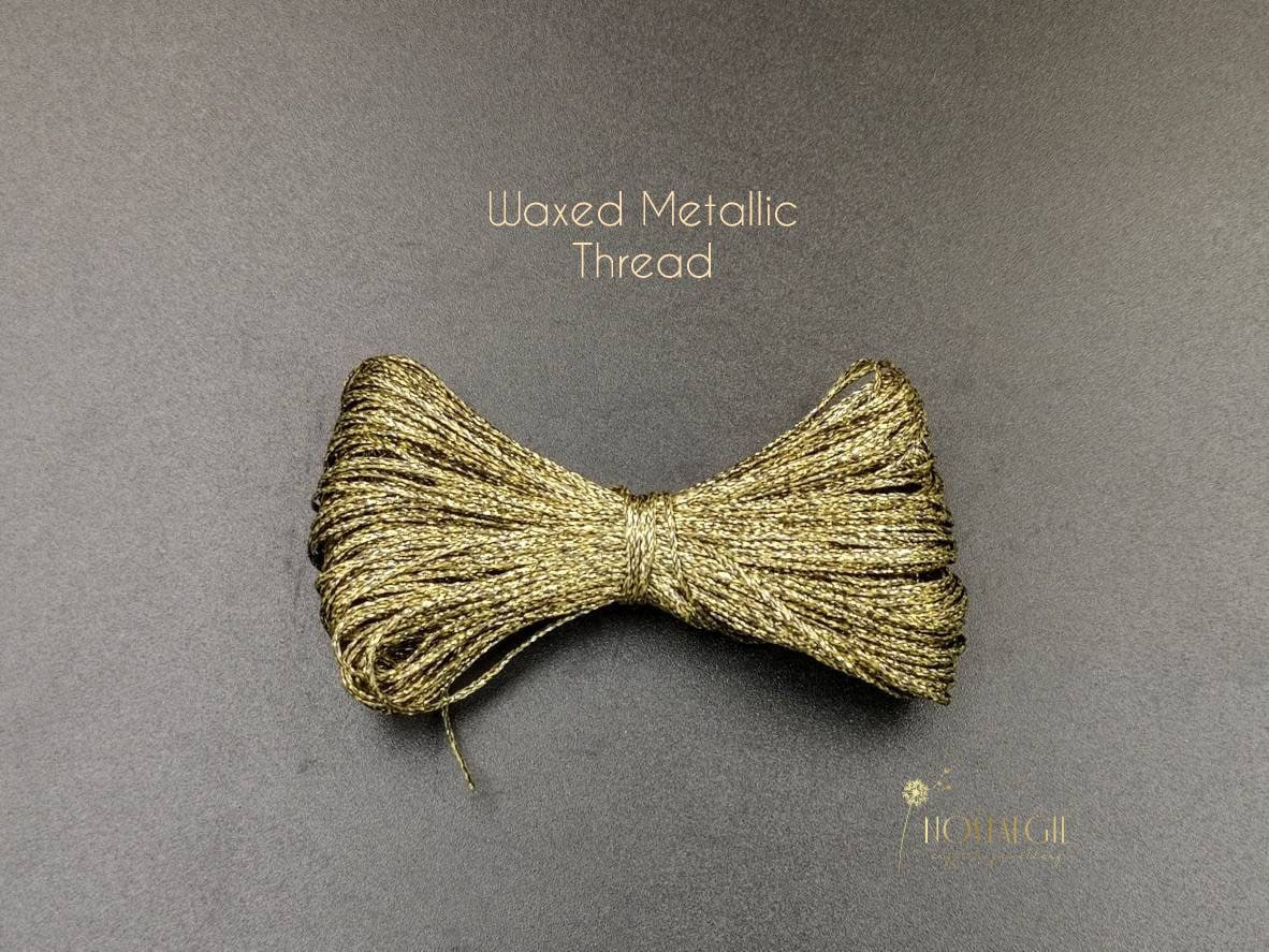 Metallic Macrame Thread Black Gold Waxed Cord Polyester Cord Etsy