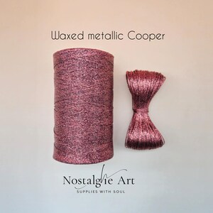 Macrame Waxed Metallic Thread, Leather Sewing 500 m.