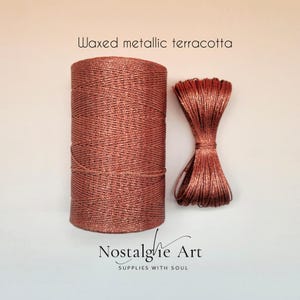 Waxed Metallic Polyester Cord 0,8mm for Macrame, Strong Shiny Jewelry Thread, Soft String for Bookbinding, Beading & Leader Hand Sewing image 3