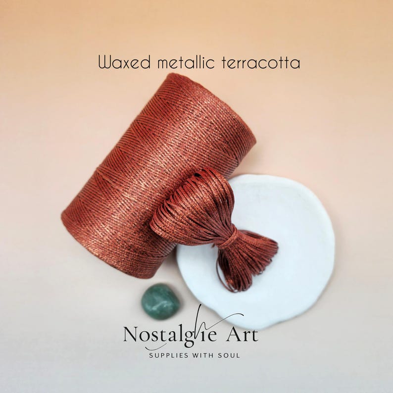 Waxed Metallic Polyester Cord 0,8mm for Macrame, Strong Shiny Jewelry Thread, Soft String for Bookbinding, Beading & Leader Hand Sewing image 7