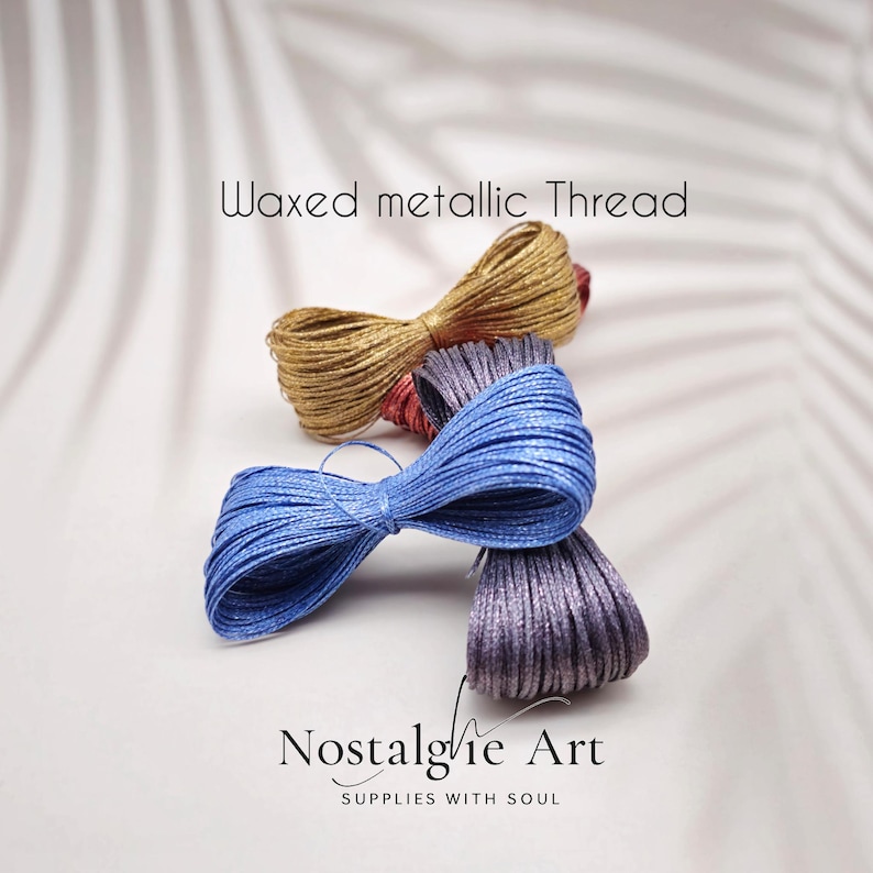Hilo metálico encerado: 4 colores, hilo de poliéster brillante de 0,8 mm para macramé, abalorios, marroquinería y joyería, 40 m o 80 m imagen 4