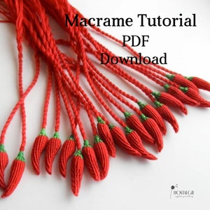 Macrame Tutorial, Macrame Pattern &quot;Chili Pepper, PDF Download