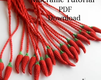 Macrame Tutorial, Macrame Pattern "Chili Pepper, PDF Download
