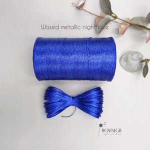 Fio metálico, cordão metálico para macramê, fio encerado, azul escuro