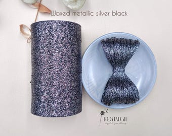 Macrame Waxed Metallic Thread, Metallic Cord 500 m. Spool
