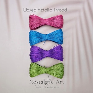 Waxed Metallic Thread 0,8mm – Shiny Polyester Cord for Macrame, Beading, Bookbinding, Leather Craft, Jewelry Making