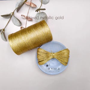 Hilo metálico encerado para macramé, cordón metálico dorado