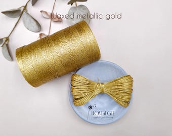 Macrame Waxed Metallic Thread, Gold Metallic Cord