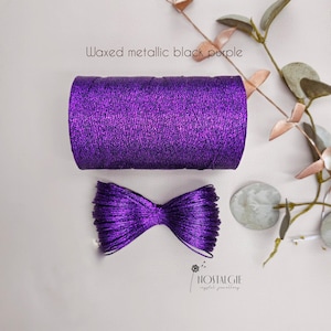 Waxed Metallic Polyester Cord 0,8mm for Macrame, Strong Shiny Jewelry Thread, Soft String for Bookbinding, Beading & Leader Hand Sewing