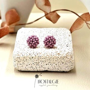 Beaded Stud Earrings, Pink Bead Earrings, Tiny Post Earrings