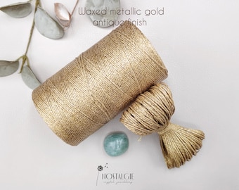 Antique Gold Waxed Metallic Thread. Macrame Cord.